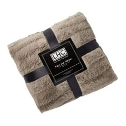 Timberlake Lavish Home Faux Rabbit Fur Jacquard Throw In Coffee -Home Decoration Series 54526637 8