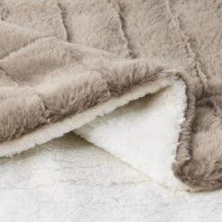 Timberlake Lavish Home Faux Rabbit Fur Jacquard Throw In Coffee -Home Decoration Series 54526637 9