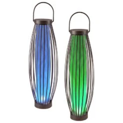 The Gerson Company 21" Solar Metal Barrels (Set Of 2)