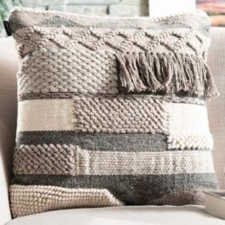 Safavieh Gareth 20" Pillow In Charcoal/Silver -Home Decoration Series 54697156 9