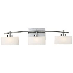 Stein World Eastbrook 3-Light Vanity In Polished Chrome And Opal White Glass