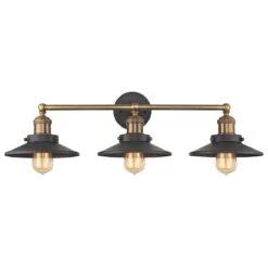 Stein World English Pub 3-Light Vanity In Tarnished Graphite And Antique Brass