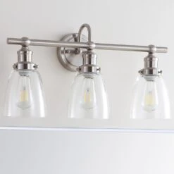 Safavieh Dunes 3-Light Bathroom Sconce In Brush Nickel/Clear