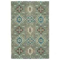 Kaleen Rugs Chancellor 2'6" X 8' Grey, Sage, Teal, Brown, Light Pink And Wine Runner