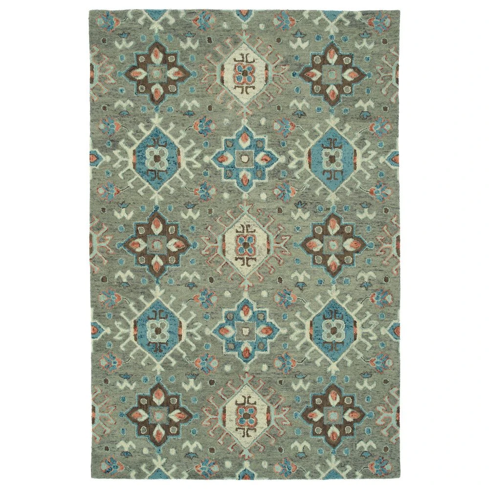 Kaleen Rugs Chancellor 2'6" X 8' Grey, Sage, Teal, Brown, Light Pink And Wine Runner 3 Kaleen Rugs Chancellor 2'6" X 8' Grey, Sage, Teal, Brown, Light Pink And Wine Runner