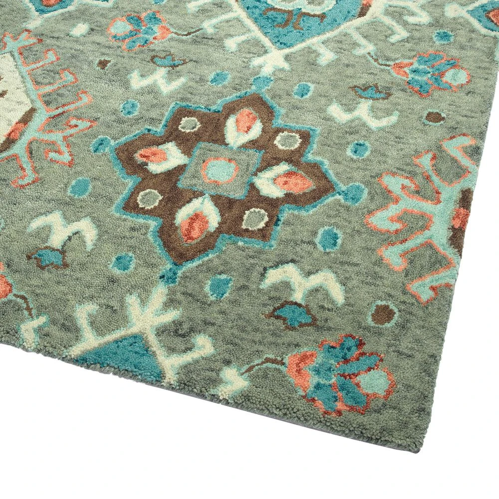 Kaleen Rugs Chancellor 2'6" X 8' Grey, Sage, Teal, Brown, Light Pink And Wine Runner 4 Kaleen Rugs Chancellor 2'6" X 8' Grey, Sage, Teal, Brown, Light Pink And Wine Runner - Image 2