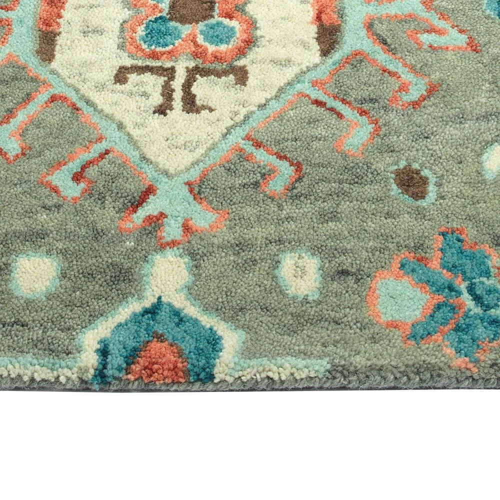 Kaleen Rugs Chancellor 2'6" X 8' Grey, Sage, Teal, Brown, Light Pink And Wine Runner 6 Kaleen Rugs Chancellor 2'6" X 8' Grey, Sage, Teal, Brown, Light Pink And Wine Runner - Image 4
