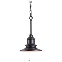 Kenroy Broadcast 1-Light Outdoor Pendant In Blackened Oil Rubbed Bronze