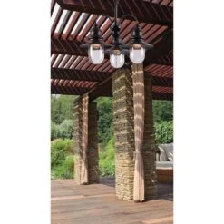 Kenroy Broadcast 3-Light Outdoor Chandelier In Blackened Oil Rubbed Bronze -Home Decoration Series 55123749 3