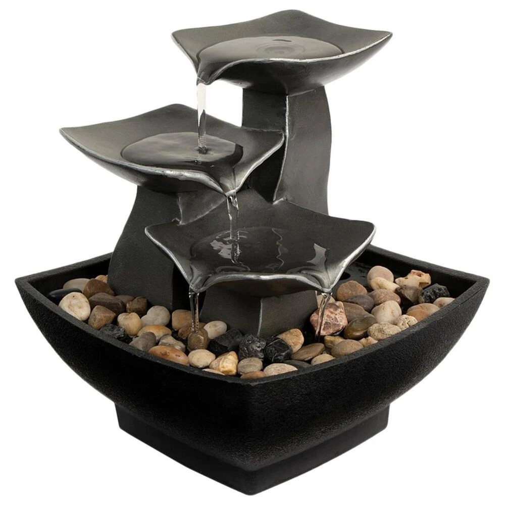 Timberlake Pure Garden 3 Tier Raku Bowl Waterfall In Silver And Black 4 Timberlake Pure Garden 3 Tier Raku Bowl Waterfall In Silver And Black - Image 2