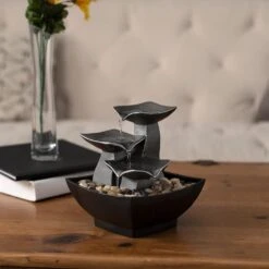 Timberlake Pure Garden 3 Tier Raku Bowl Waterfall In Silver And Black 9 Timberlake Pure Garden 3 Tier Raku Bowl Waterfall In Silver And Black -Home Decoration Series 55316368 8