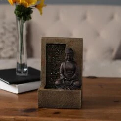 Timberlake Pure Garden Sitting Buddha Statue Fountain In Natural Sand -Home Decoration Series 55316384 4