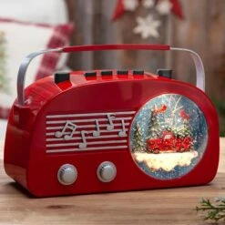 The Gerson Company GIL 6.5" Lighted Musical Spinning Water Globe Retro Radio