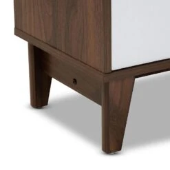 Baxton Studio Romy 2-Door Litter Box Cover House In Walnut Brown And White -Home Decoration Series 55646335 5