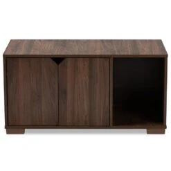 Baxton Studio Jasper 2-Door Litter Box Cover House In Walnut -Home Decoration Series 55646590 5