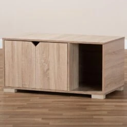 Baxton Studio Jasper 2-Door Litter Box Cover House In Oak -Home Decoration Series 55646723 15