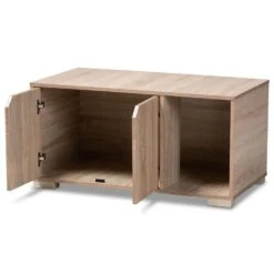 Baxton Studio Jasper 2-Door Litter Box Cover House In Oak -Home Decoration Series 55646723 20