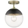 Golden Lighting Dixon Semi Flush In Aged Brass With Clear Glass And Black Cap -Home Decoration Series 55710966 1