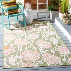 Safavieh Cabana CBN486Y 4' X 6' Green And Pink Indoor/Outdoor Area Performance Rug -Home Decoration Series 5586823 3