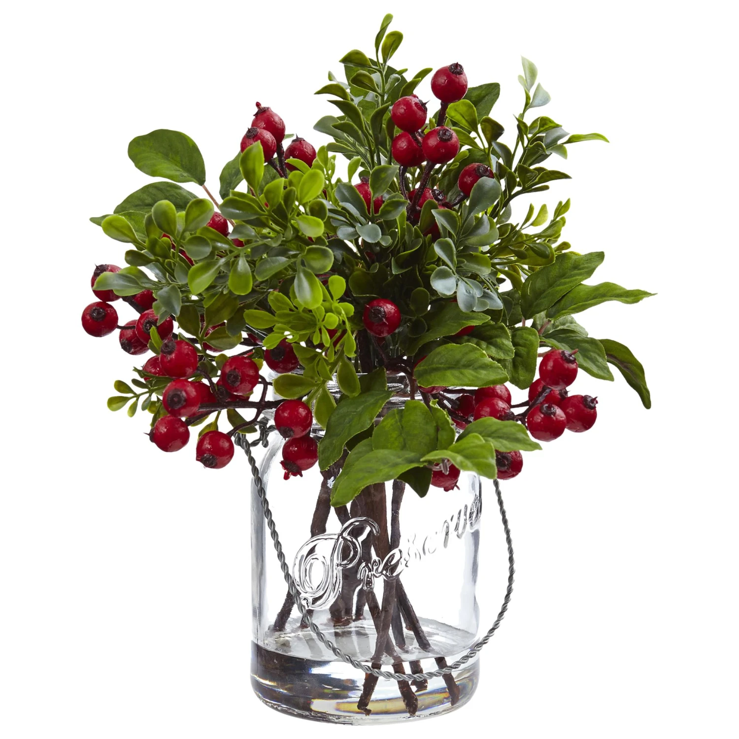 Nearly Natural, Inc. Nearly Natural Inc Berry Boxwood In Glass Jar 3 Nearly Natural, Inc. Nearly Natural Inc Berry Boxwood In Glass Jar