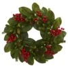 Nearly Natural, Inc. Nearly Natural Inc 24" Magnolia Leaf, Berry And Pine Artificial Wreath
