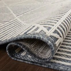 Loloi II Rainier RAI-03 2'2" X 3'9" Denim And Ivory Indoor/Outdoor Area Performance Rug -Home Decoration Series 5604527 5