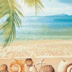 Safavieh Barbados Tropical Beach Seashell 3'3" X 5' Gold And Blue Indoor/Outdoor Area Rug -Home Decoration Series 5606449 7