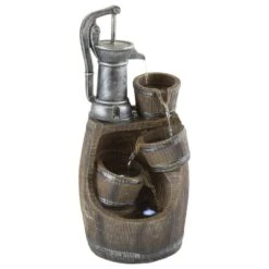 Timberlake Pure Garden 4-Tier Old Fashion Fountain In Silver/Wood