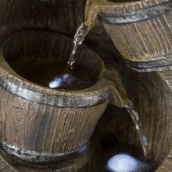 Timberlake Pure Garden 4-Tier Old Fashion Fountain In Silver/Wood -Home Decoration Series 56440415 4