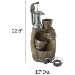 Timberlake Pure Garden 4-Tier Old Fashion Fountain In Silver/Wood -Home Decoration Series 56440415 7