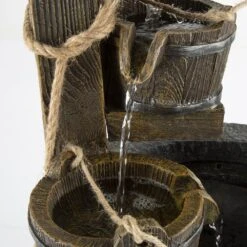 Timberlake Pure Garden 4-Tier Wishing Well Fountain In Stone/Weathered Wood -Home Decoration Series 56440449 4