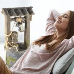 Timberlake Pure Garden 4-Tier Wishing Well Fountain In Stone/Weathered Wood -Home Decoration Series 56440449 5