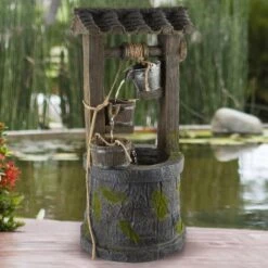 Timberlake Pure Garden 4-Tier Wishing Well Fountain In Stone/Weathered Wood -Home Decoration Series 56440449 6