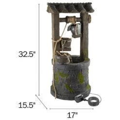Timberlake Pure Garden 4-Tier Wishing Well Fountain In Stone/Weathered Wood -Home Decoration Series 56440449 7