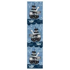 Safavieh Carousel Animals 2'3" X 10' Blue And Grey Kids Runner