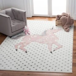 Safavieh Carousel 3'3" X 5'3" Ivory, Grey And Pink Kids Area Rug 10 Safavieh Carousel 3'3" X 5'3" Ivory, Grey And Pink Kids Area Rug -Home Decoration Series 5654258 2