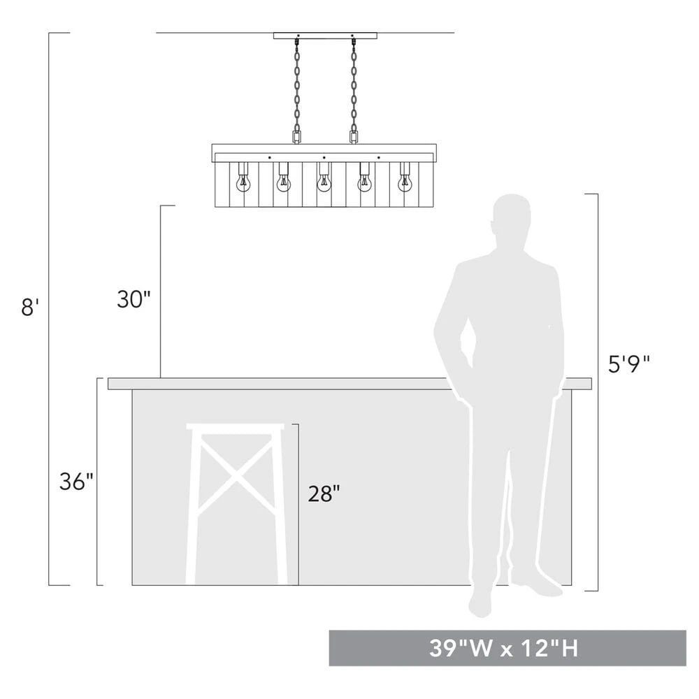 Golden Lighting Waylon Linear Pendant In Antique Black Iron 8 Golden Lighting Waylon Linear Pendant In Antique Black Iron - Image 6