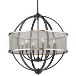 Golden Lighting Colson 6-Light Chandelier With Shade In Matte Black -Home Decoration Series 56831290 3