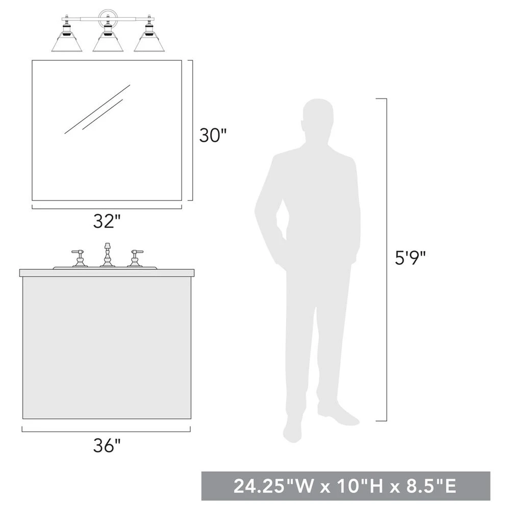 Golden Lighting Orwell 3-Light Bath Vanity 5 Golden Lighting Orwell 3-Light Bath Vanity - Image 3