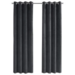 Monarch Specialties 84" X 52" Room Darkening Curtain Panel In Grey (Set Of 2)