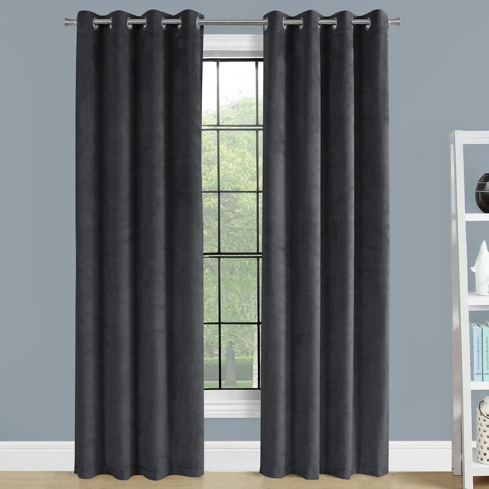 Monarch Specialties 84" X 52" Room Darkening Curtain Panel In Grey (Set Of 2) 4 Monarch Specialties 84" X 52" Room Darkening Curtain Panel In Grey (Set Of 2) - Image 2