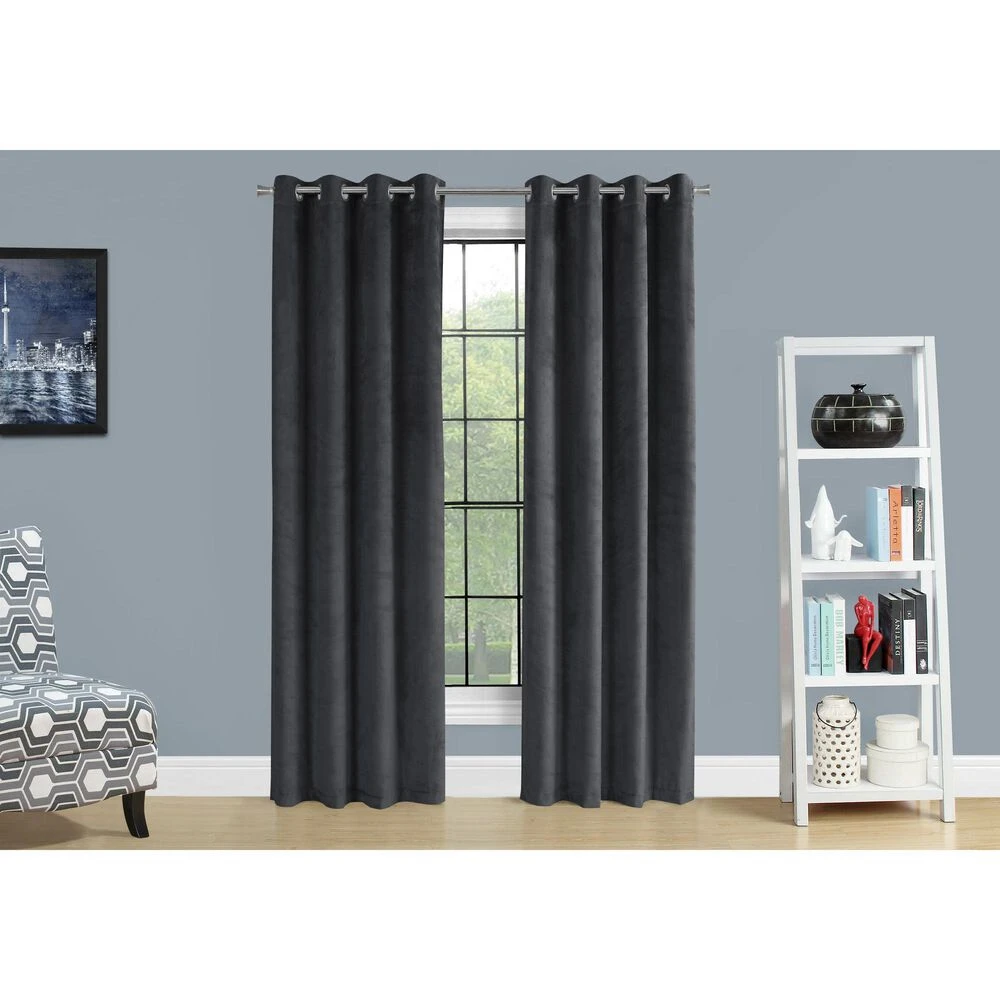Monarch Specialties 84" X 52" Room Darkening Curtain Panel In Grey (Set Of 2) 7 Monarch Specialties 84" X 52" Room Darkening Curtain Panel In Grey (Set Of 2) - Image 5