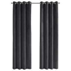 Monarch Specialties 52" X 95" Curtain Panel In Dark Grey (Set Of 2)