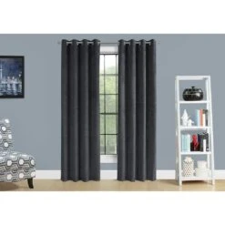 Monarch Specialties 52" X 95" Curtain Panel In Dark Grey (Set Of 2) -Home Decoration Series 56854227 5