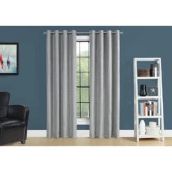 Monarch Specialties 52" X 84" Curtain Panel In Silver (Set Of 2) -Home Decoration Series 56854326 5