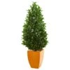 Nearly Natural, Inc. Nearly Natural Inc 57" Bay Leaf Artificial Topiary Tree In Orange Planter (Indoor/Outdoor) 2 Nearly Natural, Inc. Nearly Natural Inc 57" Bay Leaf Artificial Topiary Tree In Orange Planter (Indoor/Outdoor) -Home Decoration Series 57253684 1