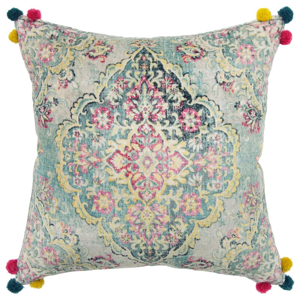 Rizzy Home Medallion 20" Down Filled Pillow In Ivory/Multi 4 Rizzy Home Medallion 20" Down Filled Pillow In Ivory/Multi - Image 2