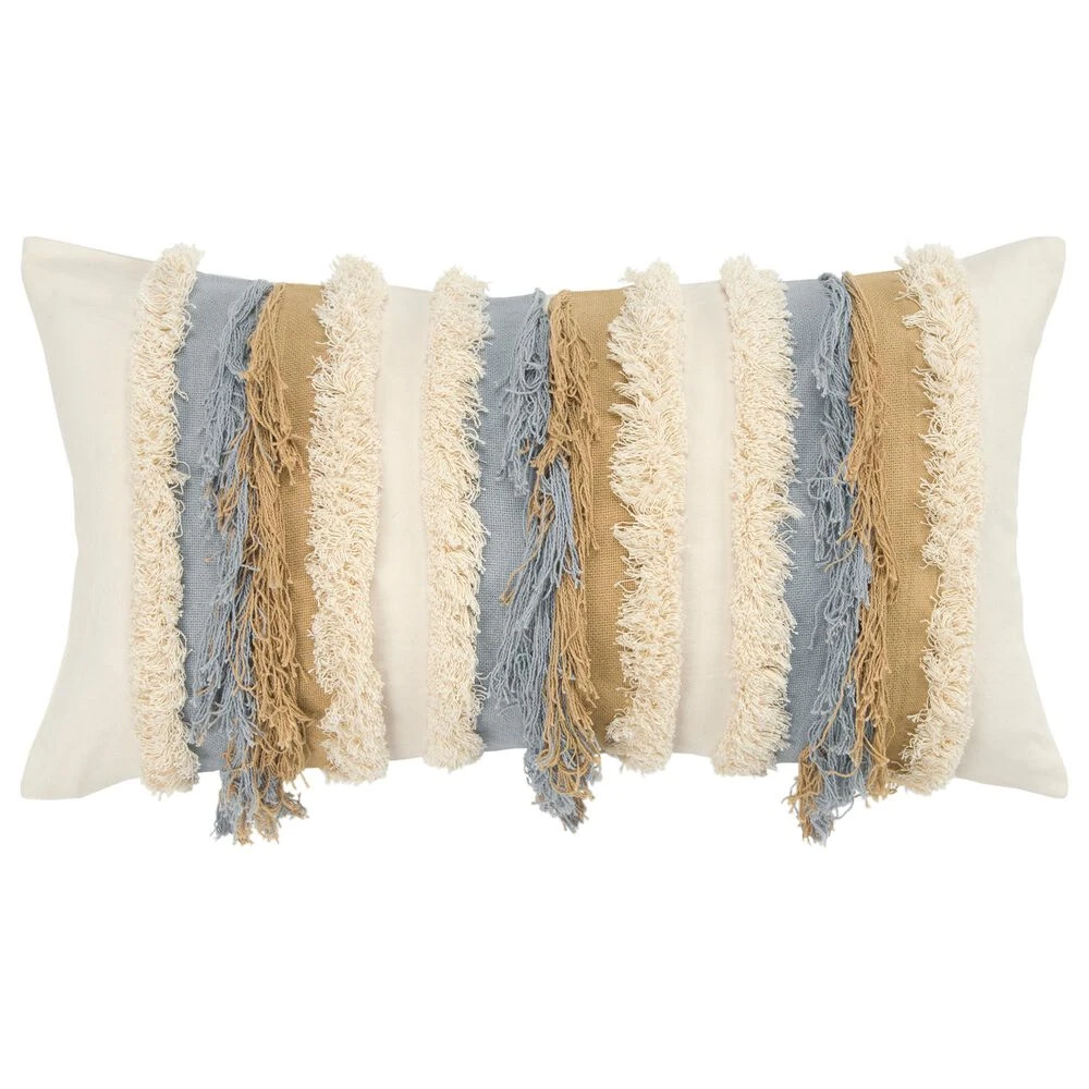 Rizzy Home Stripe 14" X 26" Pillow In Natural 3 Rizzy Home Stripe 14" X 26" Pillow In Natural