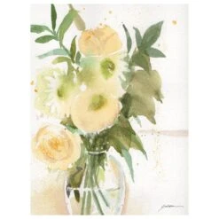 Timberlake Sheila Golden "Watercolor Bouquet In Yellow 2" 24" X 18" Canvas Art -Home Decoration Series 57632150 3