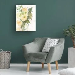 Timberlake Sheila Golden "Watercolor Bouquet In Yellow 2" 24" X 18" Canvas Art -Home Decoration Series 57632150 5